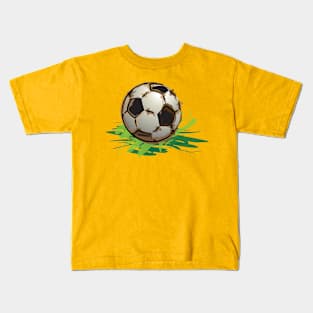 Football Soccer Ball on Grass Kids T-Shirt